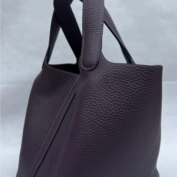 Hermes Plum Leather Picotin Tote with Gold Hardware - Picture 11 of 14